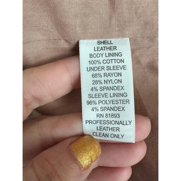 G.I.L.I  Blush Pale Pink Open Front Leather Jacket Size 6 - Picture 4 of 14